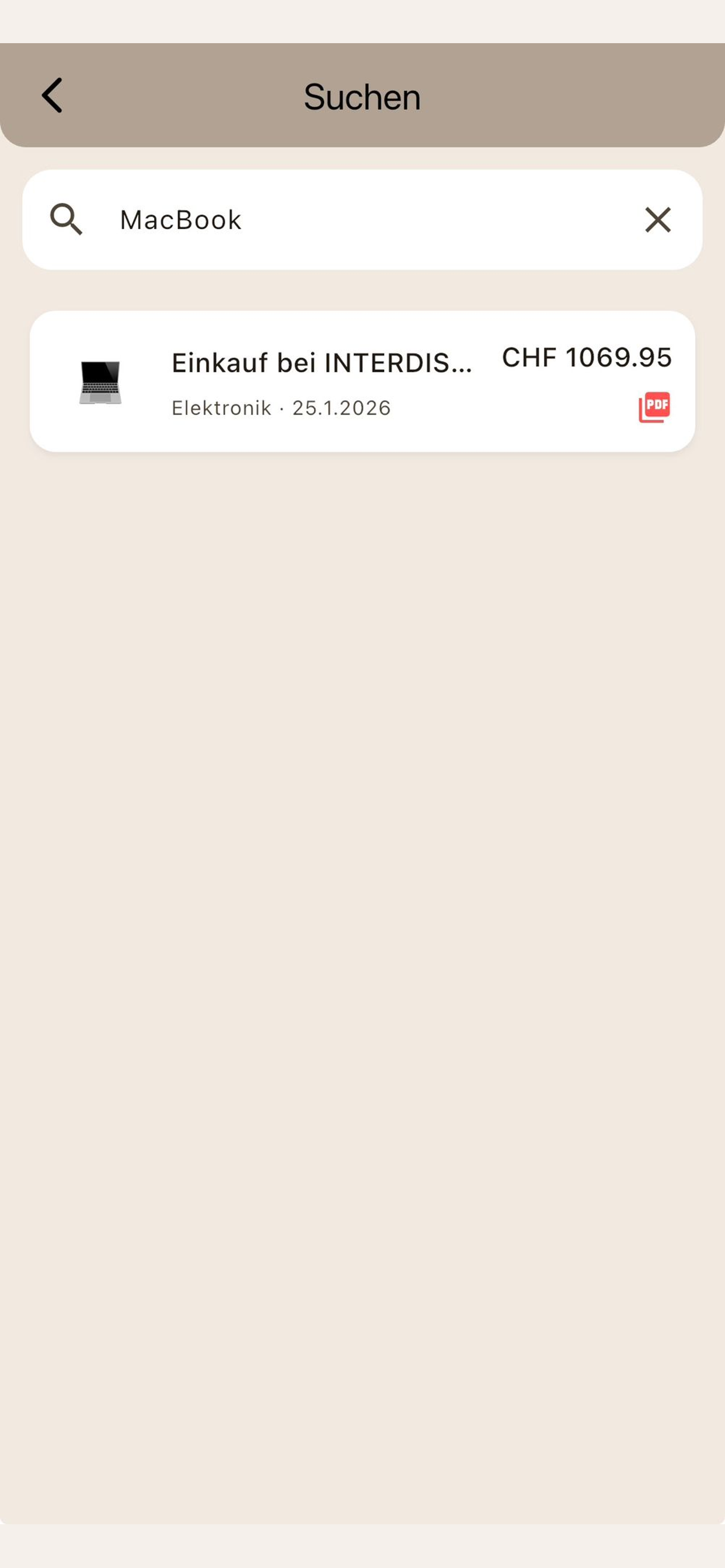 iPhone Screenshot eines Finanz- oder Belegbereichs