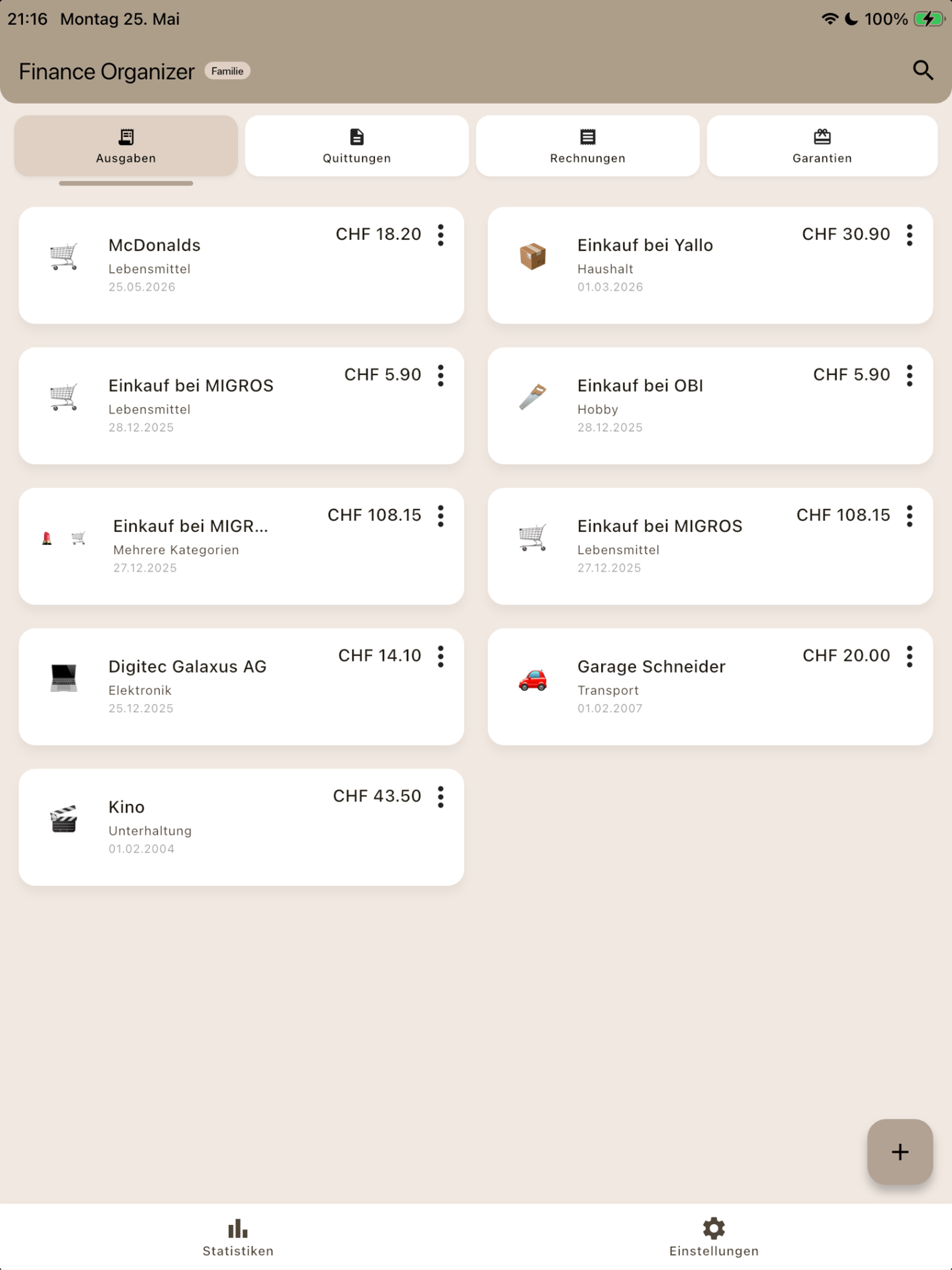 iPad Screenshot von Finance Organizer
